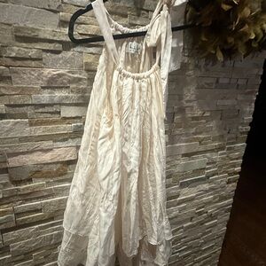 Nicole Miller Cream Tiered Ruffled Sundress